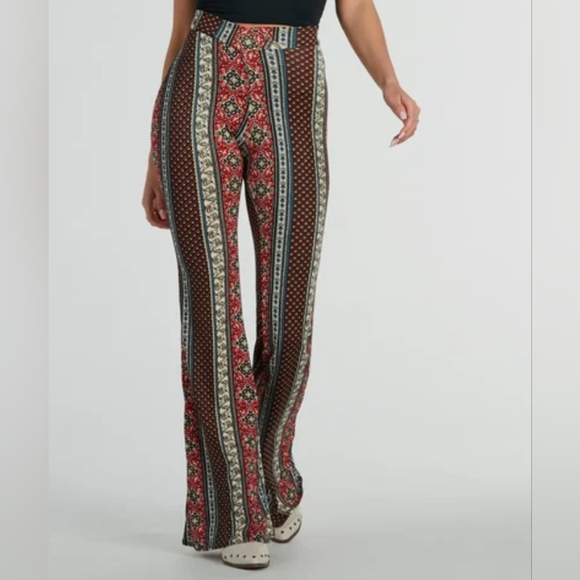 Desert Wanderer Wrap Waist Boho Flare Pants - Picture 3 of 4